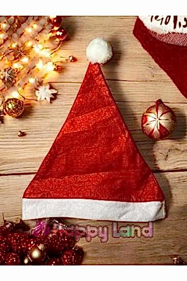 Happyland Yılbaşı Şapkası Elyaf Yetişkin Noel Baba Şapkası 1 Adet Yeni Yıl Aksesuar