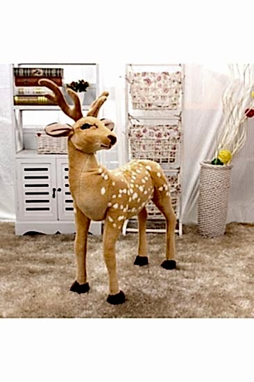 Happyland Yılbaşı Dekorasyon Peluş Geyik Açık Kahve Renk Küçük Boy 34cm X 34 Cm Yılbaşı Geyiği 