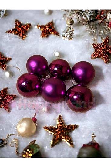 Happyland Yılbaşı Çam Ağacı Süsü 4 cm 6 adet Mor Renk Yılbaşı TopU Yeni Yıl Cici Toplar