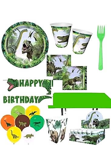 Happyland Dinazor Jurassic Park Temalı Doğum Günü Parti Seti - 16 Kişilik Parti Seti
