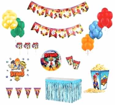Happyland Brawl Stars Doğum Günü Balonlu Parti Paketi 9 Çeşit Ekonomik Paket Brawl Stars Temalı Doğum Günü Seti  8 Kişilik 