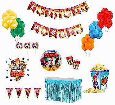 Happyland Brawl Stars Doğum Günü Balonlu Parti Paketi 9 Çeşit Ekonomik Paket Brawl Stars Temalı Doğum Günü Seti       16 Kişilik