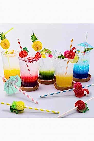 Happyland Hawaian Temalı İçecek Kokteyl Pipeti Renkli Meyve Temalı