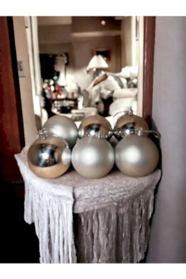 Happyland Yılbaşı Çam Ağacı Gümüş Renk Parlak Mat 6 Adet 8 cm Asetat Kutulu Model Yılbaşı Top