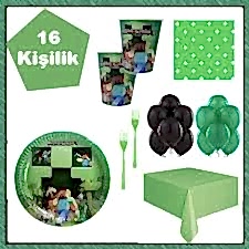 Minicraft Doğum Günü Parti Malzemeleri Süsleri Seti 16 Kişilik