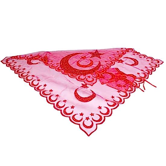 Kadife Simli Kırmızı Ayyıldız Duvak