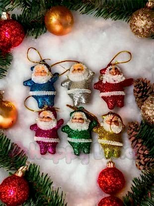 Happyland Yılbaşı Çam Ağacı Süsü 4 cm 6 ader Renkli Noel Baba Süs Simli Yılbaşı Noel Baba Süs