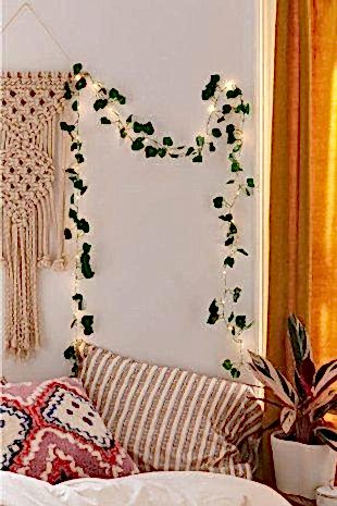 Happyland Yeşil Yapraklı Yapay Sarmaşık Pilli Gün Işığı (Sıcak Sarı) Led Işık, 3 Mt 30 Led