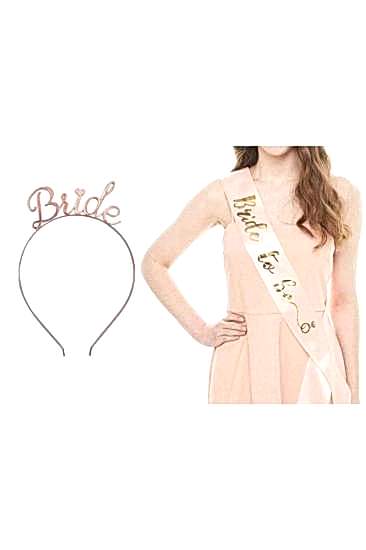 Happyland RoseGold Bride Taç Ve Kuşak Seti﻿﻿