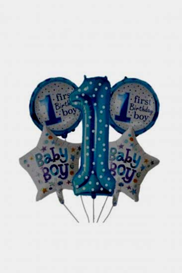 Baby Boy Mavi Desenli 1 Yaş Folyo Balon 5’Li Set