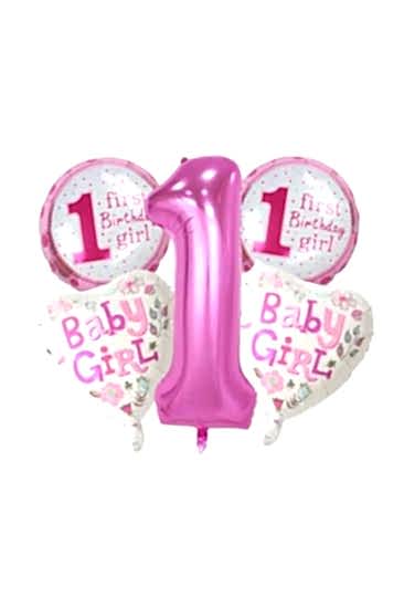 Happy Birthday 1 Yaş Folyo Balon Set Pembe