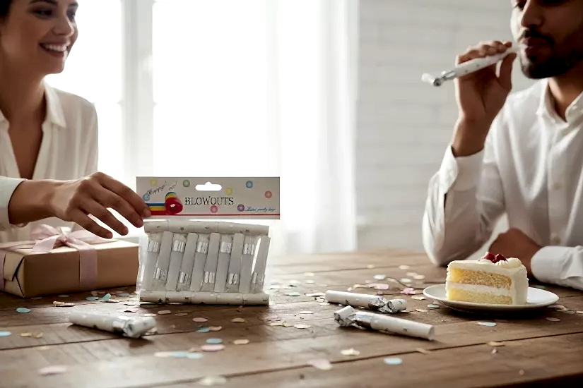 Happyland Yılbaşı Uzayan Düdük Kaynana Dili 10 Adet Gümüş Yıldızlı Parti Ve Doğum Günü YılbaşıDüdüğü