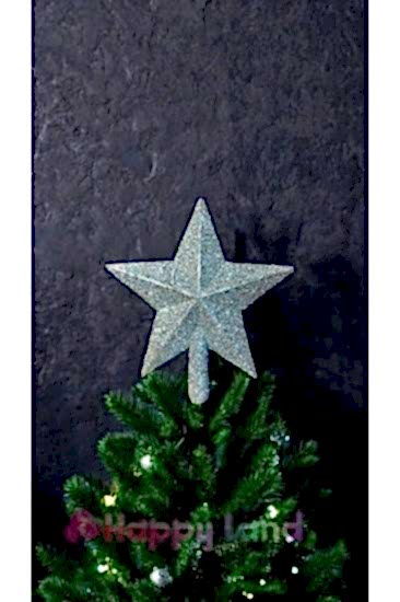 Yılbaşı Çam Ağacı Tepeliği Gümüş Renk Parlak 15 Cm Gri Renk Yılbaşı Tepe Yıldızı