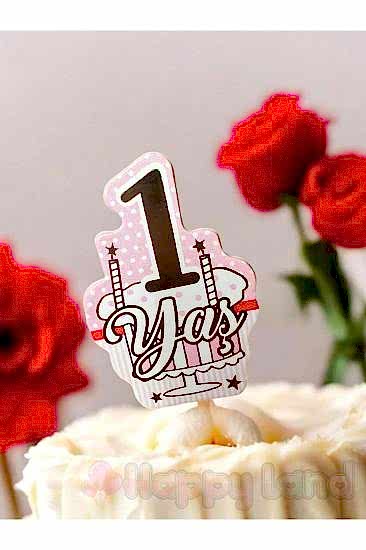 1 Yaş Doğum Günü Partisi 1 Yaş Lüks Kürdan Pembe Gold 10 Adet 1 Yaş Kürdanı