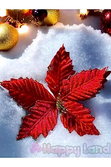 Yılbaşı Ağacı Süsü Yılbaşı Çiçeği 1Adet Kırmızı Ata Çiçeği Ponsetya 25cm BüyükBoy YılbaşıYapay Çiçek