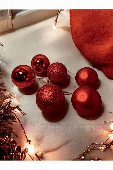 Yılbaşı Çam Ağacı Süsü 6 Cm 6 Adet Kırmızı Yılbaşı Topu Kırmızı Yılbaşı Topları