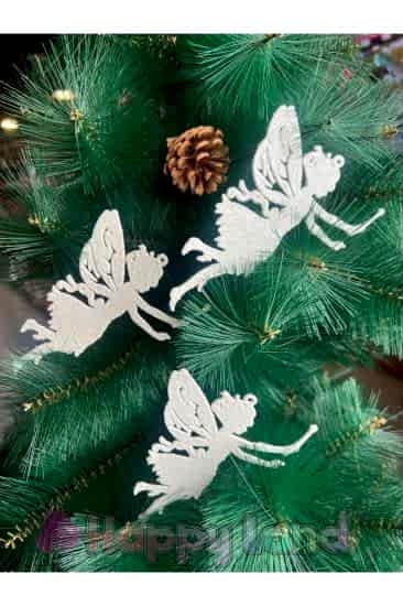 Yılbaşı Çam Ağacı 3 ’lü Beyaz Melek Dekor Süs  Yeni Yıl Ağacı Asma Melek Süs Seti