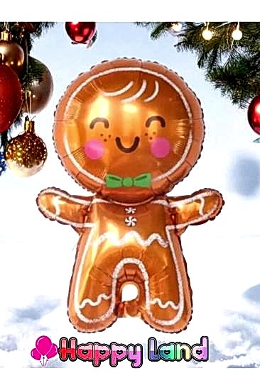 Yılbaşı Balonu Gingerbread Kurabiye Adam Folyo Balon 48*69 cm Yılbaşı Balonları