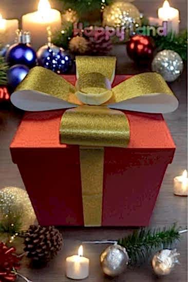 Yılbaşı Hediye Kutusu Simli Kurdeleli Kendin Yap Model 30x30x30 CM