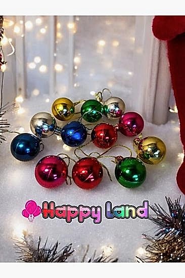 Yılbaşı Çam Ağacı Topu Renkli 3 cm 12 Adet Renkli Yılbaşı Topları