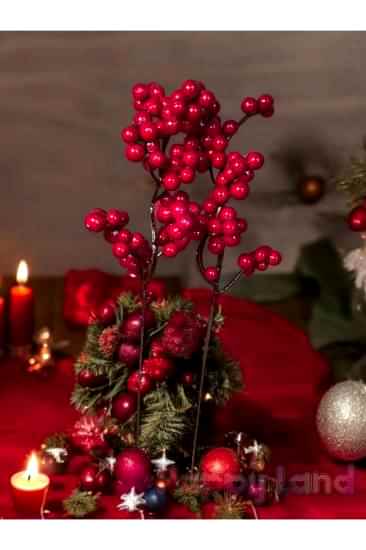 Kokina Berry Kiraz Dalı Yılbaşı Ağaç Süsü 2 Adet 20 Cm Yeni Yıl Kokina Süs Kiraz 2 Dal