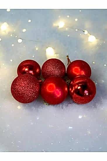 Yılbaşı Çam Ağacı Süsü Kırmızı Yılbaşı Topu 4 Cm  6’lı  Kırmızı Yılbaşı Cici Toplar