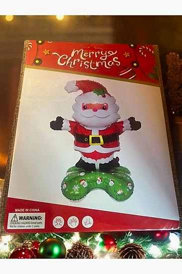 Yılbaşı Ağacı Noel Baba  3d Folyo Balon Ayakta Duran Balon 90 Cm Büyük Boy