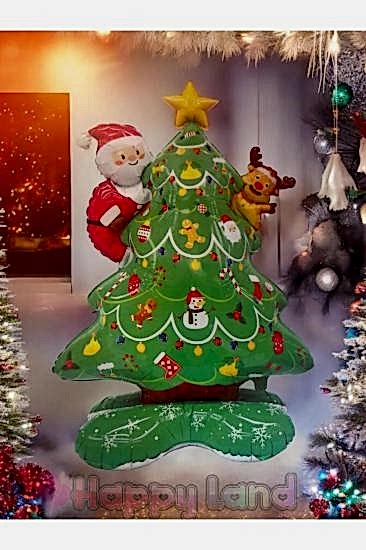 Yılbaşı Ağacı Noelbabalı Geyiklimodel 3d Folyo Balon Ayakta Duran Balon Büyük Boy