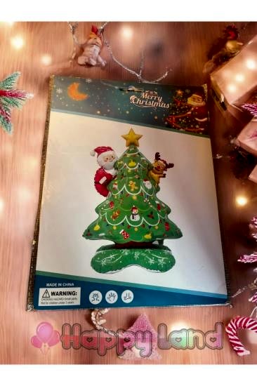 Yılbaşı Ağacı Noelbabalı Geyiklimodel 3d Folyo Balon Ayakta Duran Balon Büyük Boy