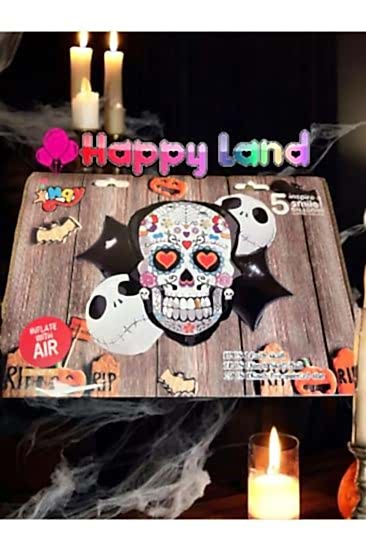 Halloween Cadılar Bayramı Kurukafa Model 5’li Folyo Balon Seti