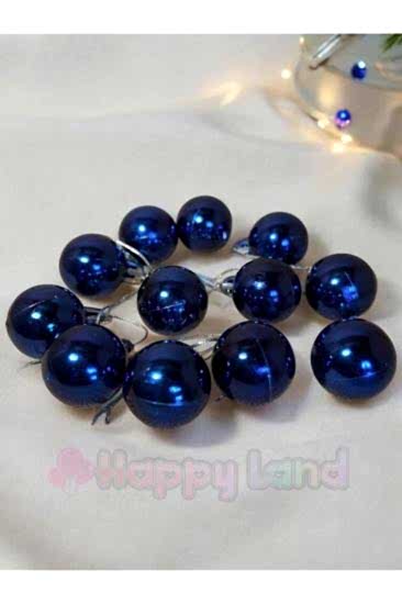 Yılbaşı Çam Ağacı Topu Gece Mavisi 3 cm 12 Adet Koyu Mavi Yılbaşı Topları