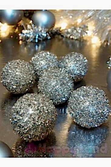 Yılbaşı Ağacı Çam Ağacı Süsü Gümüş Pullu Parıltılı Model 6 Adet Yılbaşı Topu 6 Cm Cici Top
