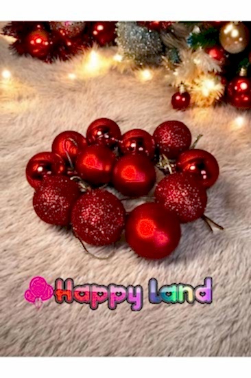 Yılbaşı Çam Ağacı Süsü 3 Cm 12 Adet Mini  Kırmızı Yılbaşı Topu Kırmızı Yılbaşı Topları