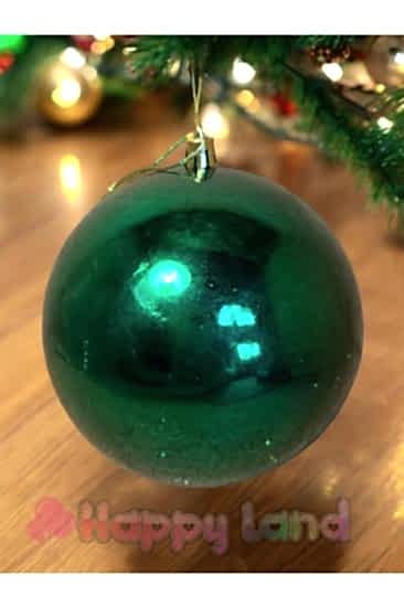 Yılbaşı Ağacı Süsü Büyük Boy 15 cm  Yılbaşı Topu Yeşil Renk Parlak 1 Adet Yılbaşı Topu