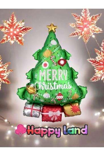 Yılbaşı Balonu Yılbaşı Ağacı Şeklinde  Folyo Balon 80x55 cm Yılbaşı Balonları