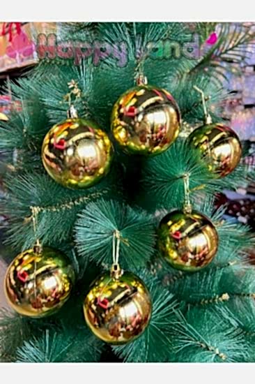 Yılbaşı Çam Ağacı Süsü Gold Yılbaşı Topu 8 Cm 6’lı Gold Yılbaşı Cici Toplar