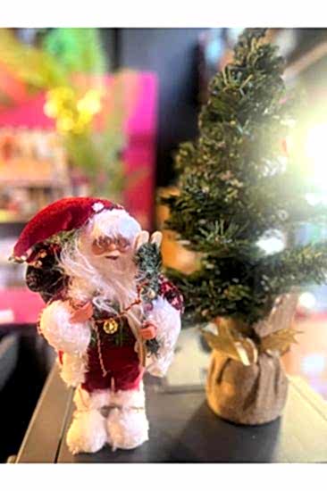 Yılbaşı Hediye Çuvalı Taşıyan Noel Baba 30 Cm Noel Baba Dekor Süs Yılbaşı Hediyesi