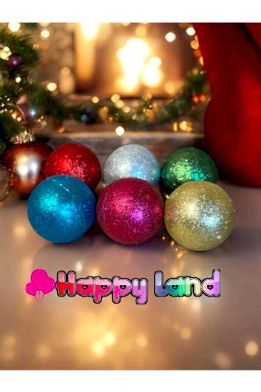 Yılbaşı Çam Ağacı Süsü Renkli Simli Yılbaşı Topu 4 Cm 6’lı Simli Renkli Yılbaşı Cici Top
