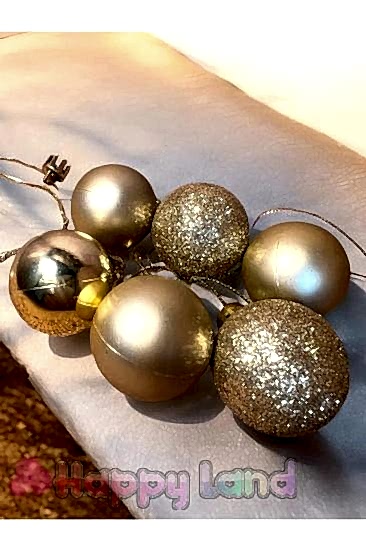 Yılbaşı Topu  6 Adet 3 cm Cici Top Gold Yılbaşı Çam Ağacı Süsü Dekor Süsleme Seti