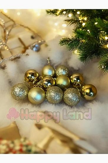 Yılbaşı Çam Ağacı Süsü 3 Cm 12 Adet Mini Gold Yılbaşı Topu Gold Yılbaşı Topları