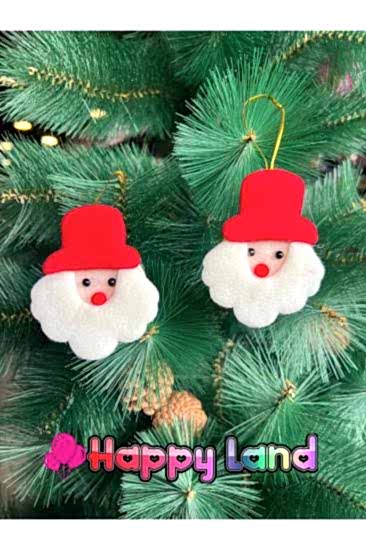 Yılbaşı Çam Ağacı 2’li Noel Baba Süs Peluş Noel Baba Yılbaşı Ağacı Asmalık Süs 8 cm