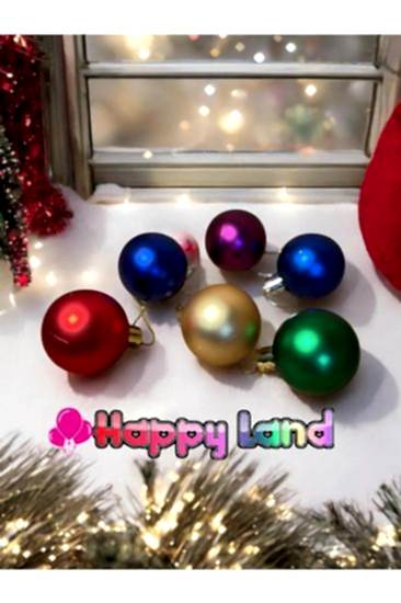 Yılbaşı Ağacı Süsleme 4 Cm 6 Adet Renkli Yılbaşı Topu