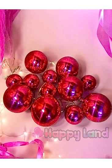 Yılbaşı Çam Ağacı Süsü 12 Adet Parlak Fuşya Renk Yılbaşı Topu Seti  ( 6 Adet6cm6adet 4cm )