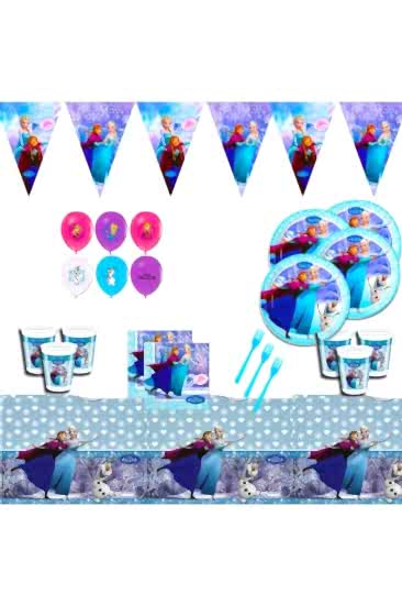 Happyland Frozen Karlar Ülkesi Elsa 24 Kişilik Mavi Doğum Günü Parti Malzemeleri Seti