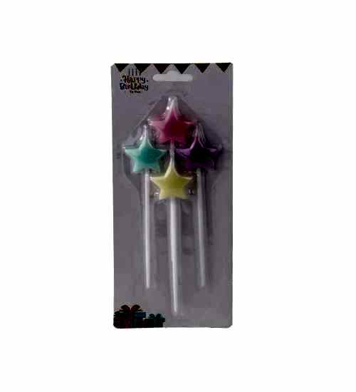 Happyland Çubuklu Pasta Mumu Makaron Yıldız Mum 4’lü