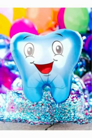 Happyland 1 Adet  Mavi  Diş Şeklinde Folyo Balon İlk Diş Buğdayı Balonu