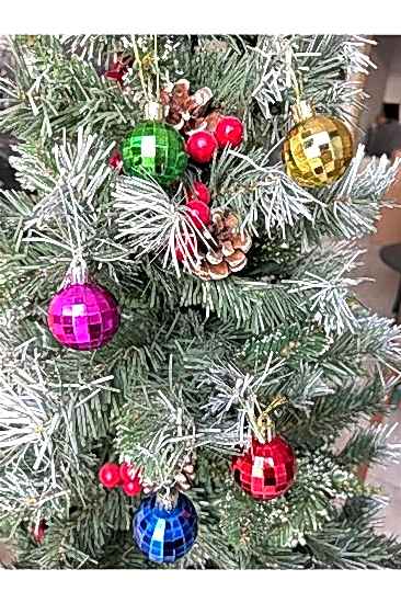 Happyland Yılbaşı Ağacı Süsleme 4 cm Renki Top 6’lı Karışık Renkli Disko Topu Desenli Cici Top