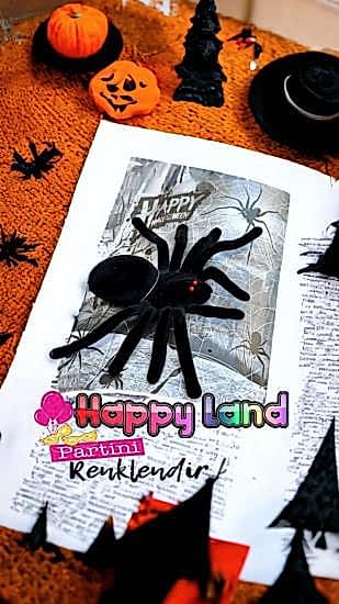 Happyland Halloween Parti Aksesuar Dekor Mini Boy Siyah Örümcek Cadılar Bayramı Dekor Örümcek Süs