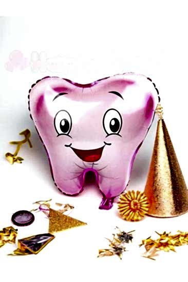 Happyland 1 Adet Pembe Diş Şeklinde Folyo Balon İlk Diş Buğdayı Balonu