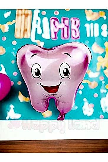 Happyland 1 Adet Pembe Diş Şeklinde Folyo Balon İlk Diş Buğdayı Balonu